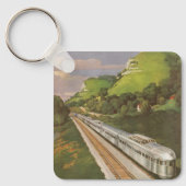 ヴィンテージ機関車inカントリー，列車による休暇 キーホルダー (正面)