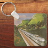 ヴィンテージ機関車inカントリー，列車による休暇 キーホルダー (正面)