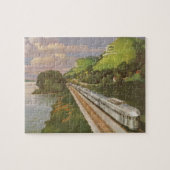 ヴィンテージ機関車inカントリー，列車による休暇 ジグソーパズル (横)