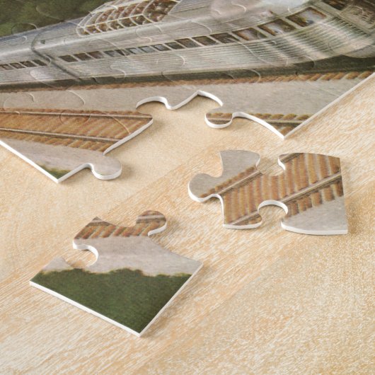 ヴィンテージ機関車inカントリー，列車による休暇 ジグソーパズル (側面)