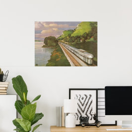 ヴィンテージ機関車inカントリー，列車による休暇 ポスター