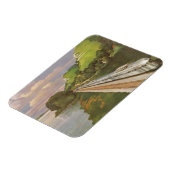 ヴィンテージ機関車inカントリー,列車による休暇 マグネット (左側)