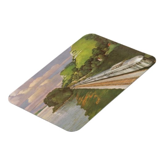 ヴィンテージ機関車inカントリー,列車による休暇 マグネット (左側)