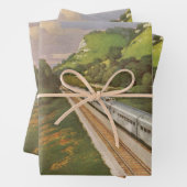 ヴィンテージ機関車inカントリー,列車による休暇 ラッピングペーパーシート (インサイチュ)