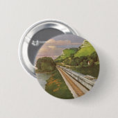 ヴィンテージ機関車inカントリー,列車による休暇 缶バッジ (正面&裏面)