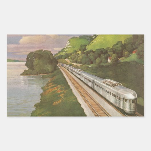 ヴィンテージ機関車inカントリー,列車による休暇 長方形シール (正面)