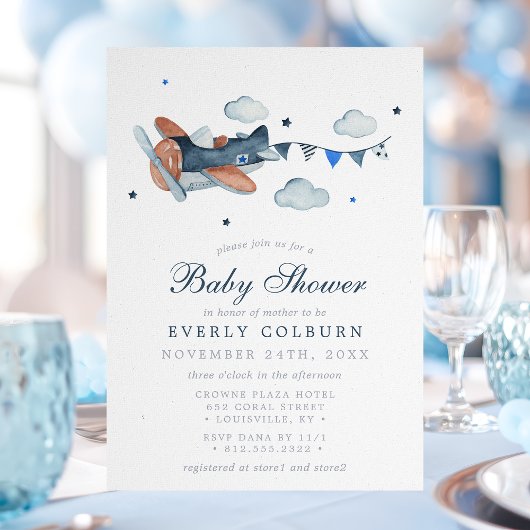 ヴィンテージ機雲少年の赤ちゃんシャワー 招待状