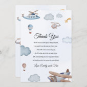 ヴィンテージ機雲赤ちゃんシャワーサンキューカード 招待状 (正面/裏面)
