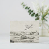 ヴィンテージ機飛んでいる械芸術スケッチ ポストカード (スタンド正面)