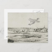 ヴィンテージ機飛んでいる械芸術スケッチ ポストカード (正面/裏面)