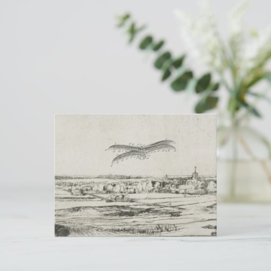 ヴィンテージ機飛んでいる械芸術スケッチ ポストカード (スタンド正面)