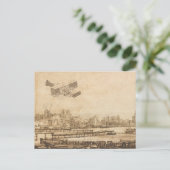 ヴィンテージ機飛んでいる械芸術スケッチ ポストカード (スタンド正面)