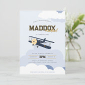 ヴィンテージ機飛行機飛行機第レトロ第1誕生日 招待状 (スタンド正面)