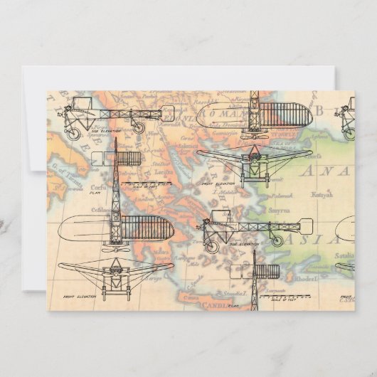 ヴィンテージ機|旅行ベビーシャワー 招待状 (裏面)