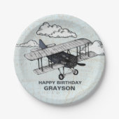 ヴィンテージ機 |旅行誕生日パーティー ペーパープレート (正面)
