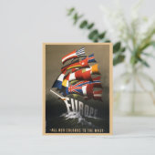 ヴィンテージ欧州旗マーシャル計画 ポストカード (スタンド正面)