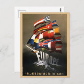 ヴィンテージ欧州旗マーシャル計画 ポストカード (正面/裏面)