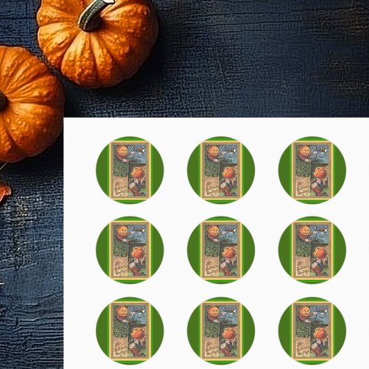 ヴィンテージ歌うかぼちゃ男 ラウンドシール