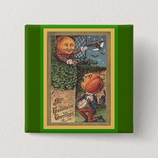 ヴィンテージ歌うかぼちゃ男 缶バッジ (正面)