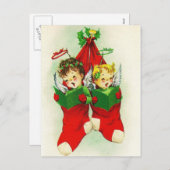 ヴィンテージ歌うクリスマス・キッズホリデー葉書 シーズンポストカード (正面/裏面)