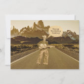ヴィンテージ歌唱カウボーイ誕生日フラットカード (正面)