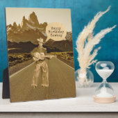 ヴィンテージ歌唱カウボーイ誕生日卓上 フォトプラーク (側面)