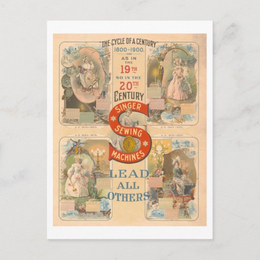 ヴィンテージ歌唱機の裁縫広告 ポストカード (正面)