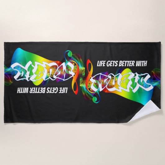 ヴィンテージ歌 ビーチタオル (正面)