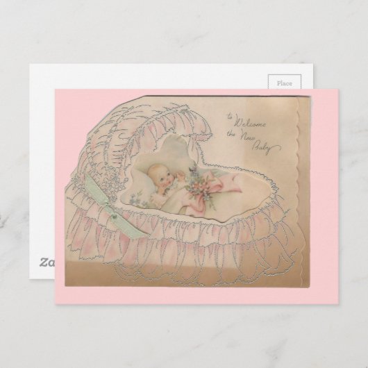 ヴィンテージ歓迎新生児 案内ポストカード (正面/裏面)