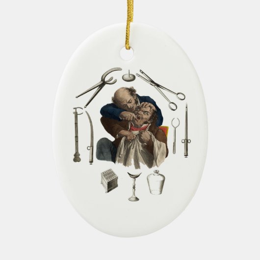 ヴィンテージ歯医者の贈り物 セラミックオーナメント (正面)