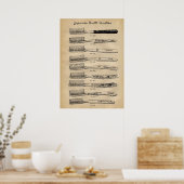 ヴィンテージ歯科の歯日本のブラシ表 ポスター (キッチン)