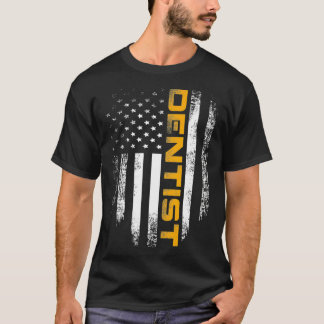 ヴィンテージ歯科用ギフト用アメリカ国旗を持つ歯科医 Tシャツ