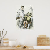 ヴィンテージ歯科、男の子を椅子に座らせた歯医者 ポスター (キッチン)