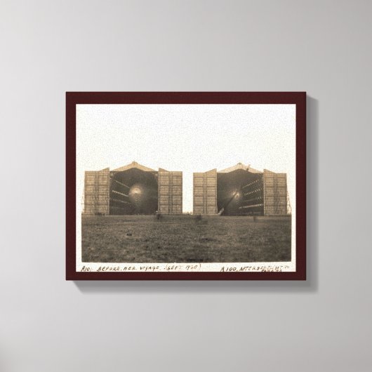 ヴィンテージ歴史飛行船、カーディントン飛行船小屋 キャンバスプリント (正面)