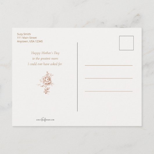 ヴィンテージ母とベビー シーズンポストカード (裏面)