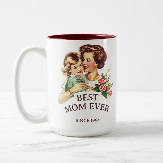 ヴィンテージ母と娘の最高の母が今まで写真 ツートーンマグカップ (左)