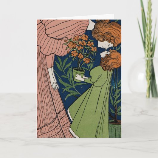 ヴィンテージ母と娘の母の日 カード (正面)