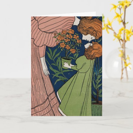 ヴィンテージ母と娘の母の日 カード (黄色い花)