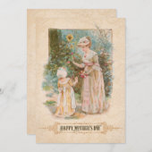 ヴィンテージ母と子供と母の日の挨拶 シーズンカード (正面/裏面)