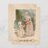 ヴィンテージ母と子供と母の日の挨拶 シーズンポストカード (正面/裏面)