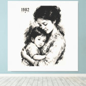 ヴィンテージ母と子 1982 キャンバスプリント (インサイチュ (ウッドフロア))