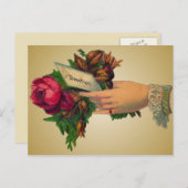 ヴィンテージ母の日と赤い花はがき ポストカード (正面/裏面)