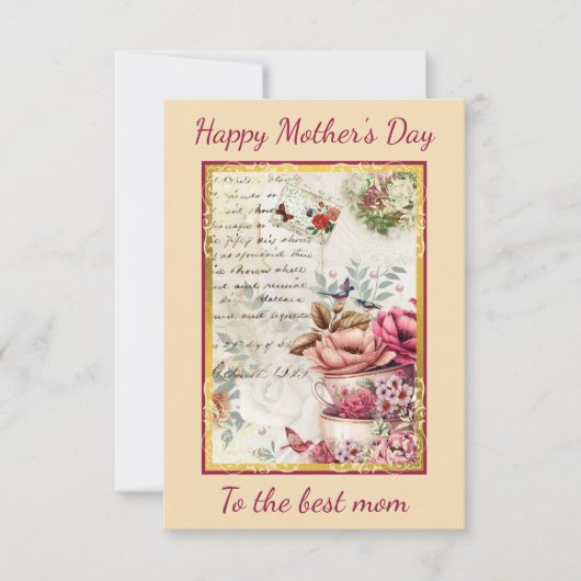 ヴィンテージ母の日のコラージュのカード サンキューカード (正面)