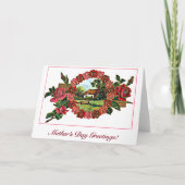 ヴィンテージ母の日の挨拶(バラと自宅) カード (正面)