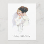 ヴィンテージ母の日の母とベビー シーズンポストカード (正面)