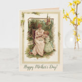 ヴィンテージ母の日の編み物レッスン カード (黄色い花)