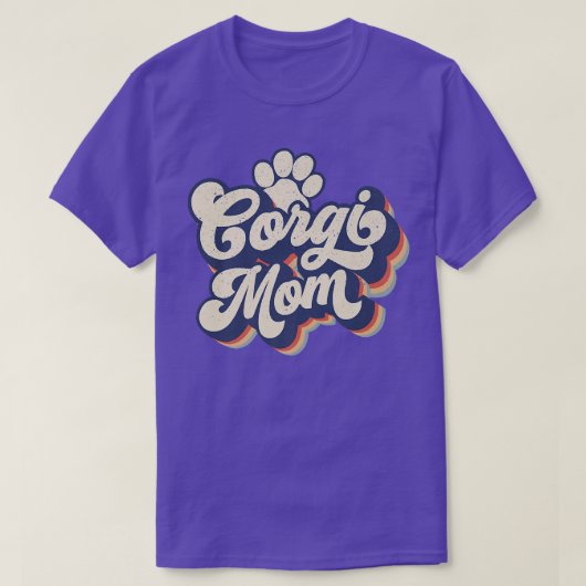 ヴィンテージ母の日ギフト愛犬家Groovy Corgi Tシャツ (デザイン正面)