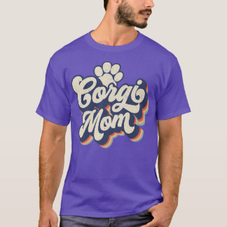 ヴィンテージ母の日ギフト愛犬家Groovy Corgi Tシャツ