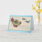 ヴィンテージ母の日ブルーバード カード (黄色い花)