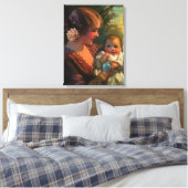 ヴィンテージ母の日ポートレート、母とベビー キャンバスプリント (インサイチュ (寝室))